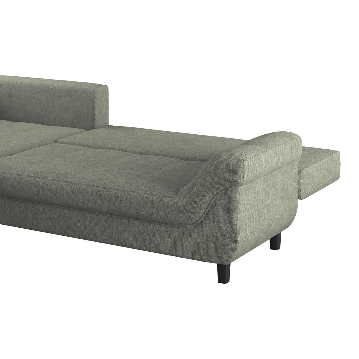 Ecksofa Mendoza - Schwarz/Grün, Design, Textil (197/309cm) - Ondega