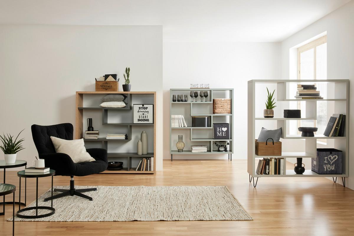 DĚLICÍ STĚNA Bounty, šedá - šedá/černá, Moderní, kompozitní dřevo/plast (130/134/40cm) - Premium Living