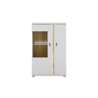 Vitrine Long Island Weiß/eiche Wotan B: 80 Cm - Silberfarben/Eiche Wotan, Design, Glas/Holzwerkstoff (80/125/35cm) - MID.YOU
