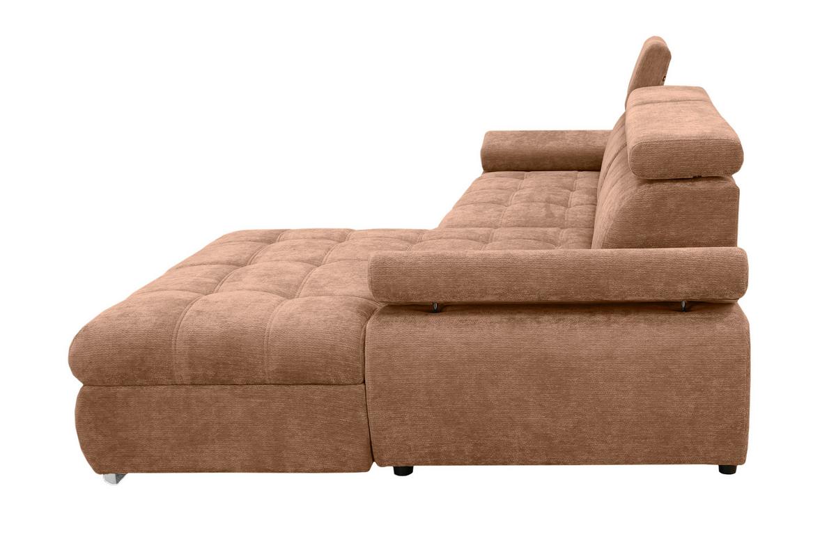 Rohová sedačka VEGAS, pravá, terakotová ženilka - terakotová/strieborná, Design, drevo/textil (294/173cm)