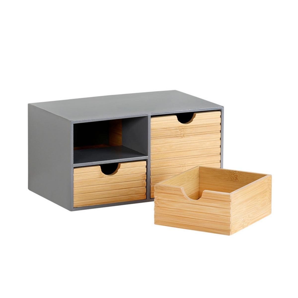 TISCHORGANIZER Bambus, standfest - Naturfarben/Grau, Basics, Naturmaterialien/Holzwerkstoff (27/16/14cm) - Kesper