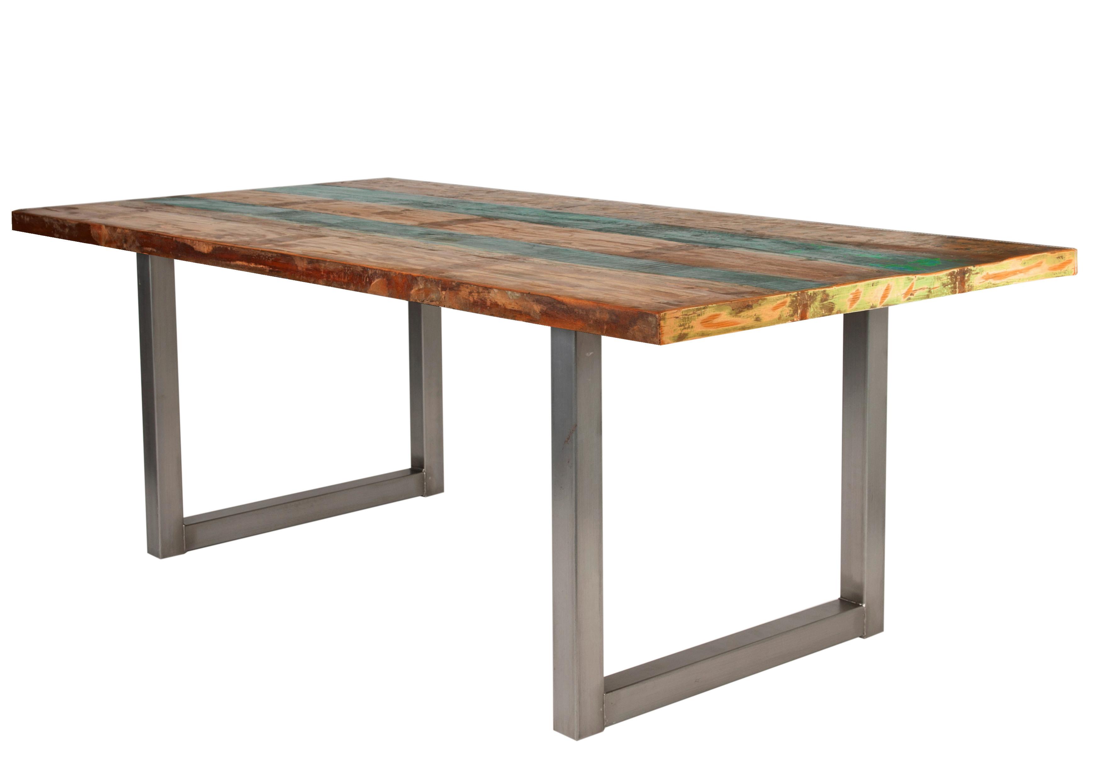 Esstisch Multicolor /Silberfarben L: 200cm - Silberfarben/Multicolor, MODERN, Holz/Metall (200/100/76,5cm) - MID.YOU