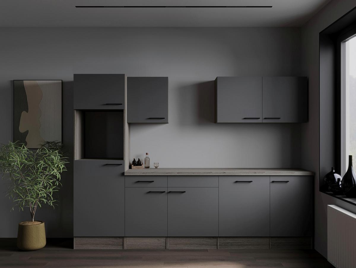 Küchenleerblock Oliver Grau, Eiche Dekor B: 280 Cm - Eichefarben/Grau, Design, Holzwerkstoff (280cm) - Respekta