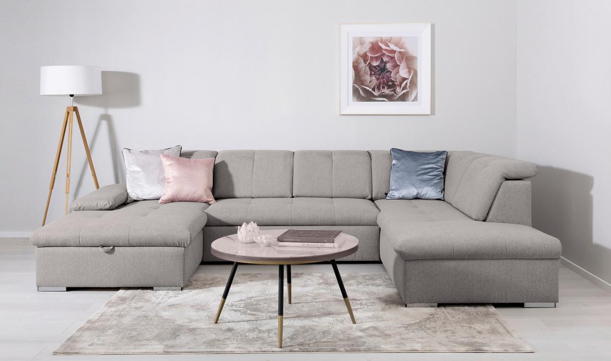 Wohnlandschaft Ramzes Hellgrau U: 173x328x215 cm - Hellgrau/Grau, Design, Textil (173/328/215cm) - MID.YOU