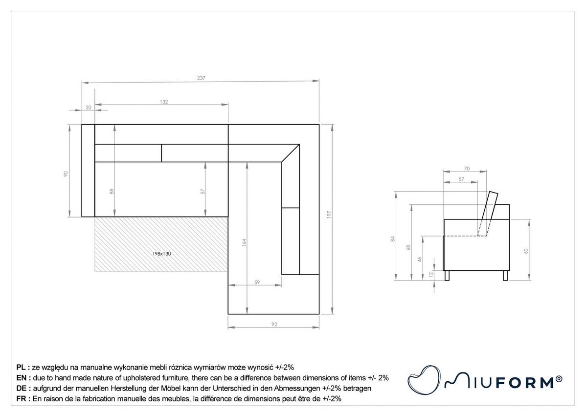 Ecksofa Lofty Lilly Grau S: 237x197cm - Schwarz/Grau, Design, Textil (237/197cm) - MID.YOU