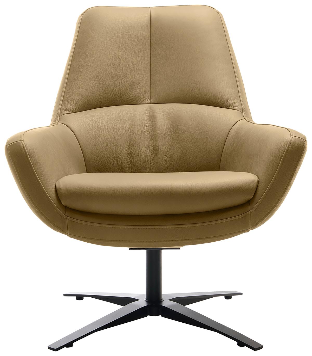 Sessel Be Organic - Hellbraun/Schwarz, MODERN, Leder (81/92/83cm) - Trendmanufaktur