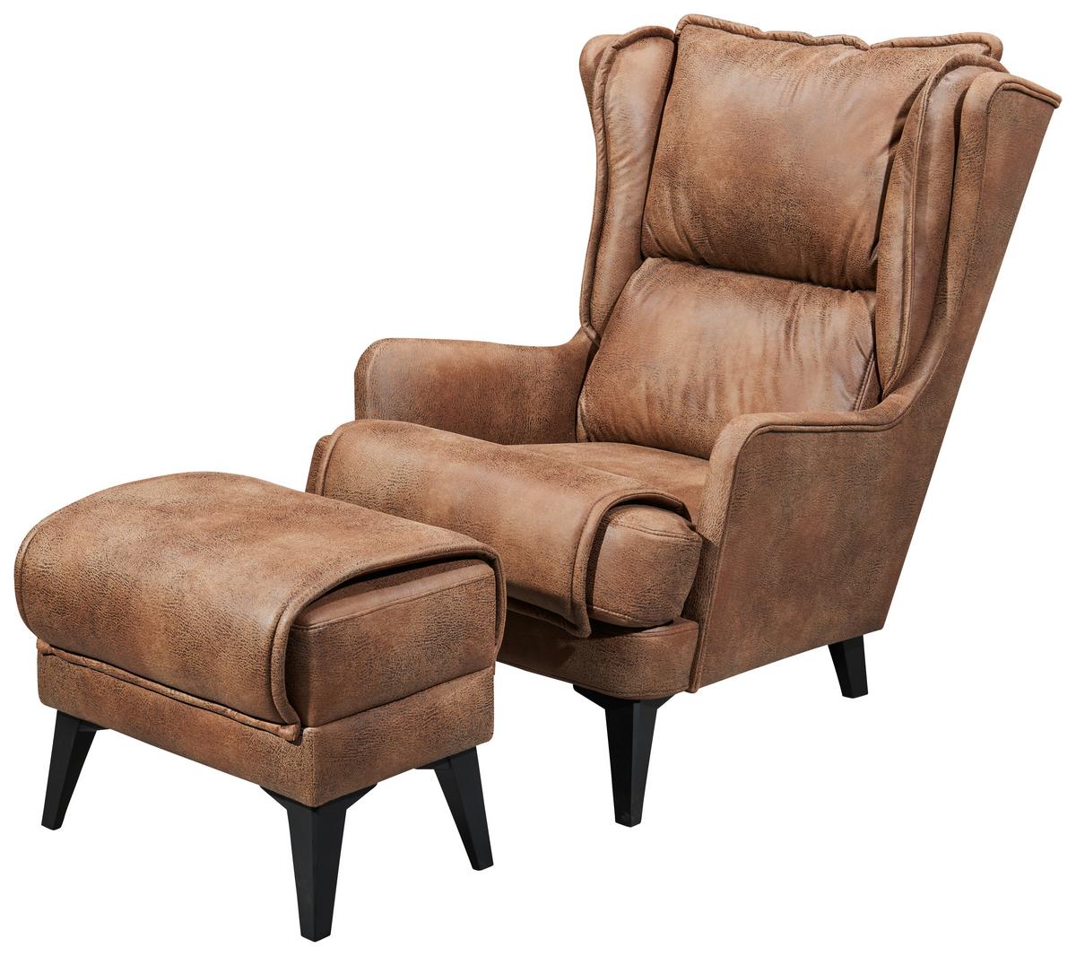 Ohrensessel Edward Hellbraun B: 86 cm - Hellbraun/Schwarz, MODERN, Holzwerkstoff/Textil (86/104/109cm) - MID.YOU