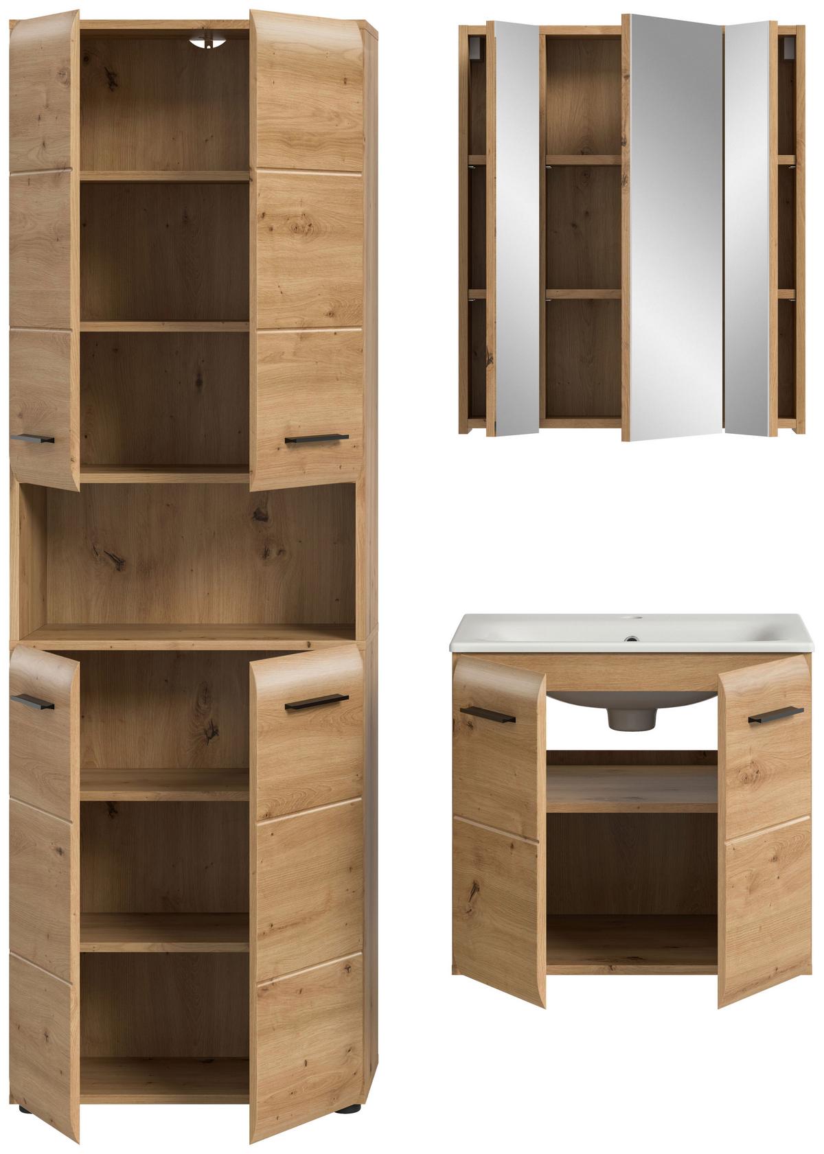Badezimmer Ice Eiche Artisan Dekor B: 120cm - Schwarz/Eiche Artisan, Basics, Keramik/Holzwerkstoff (120cm) - MID.YOU