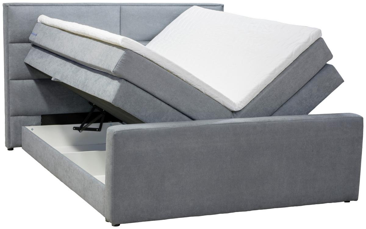 Boxspringbett Mit Topper+ Stauraum 180x200cm Beletto - Schwarz/Grau, Basics, Holz/Textil (180/200cm) - Livetastic