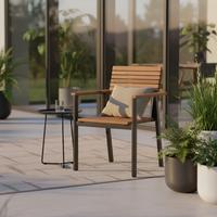 Gartensessel Stapelbar Aluminium, Robinieholz - Anthrazit/Robinienfarben, KONVENTIONELL, Holz/Metall (60/83/58,5cm) - Siena Garden