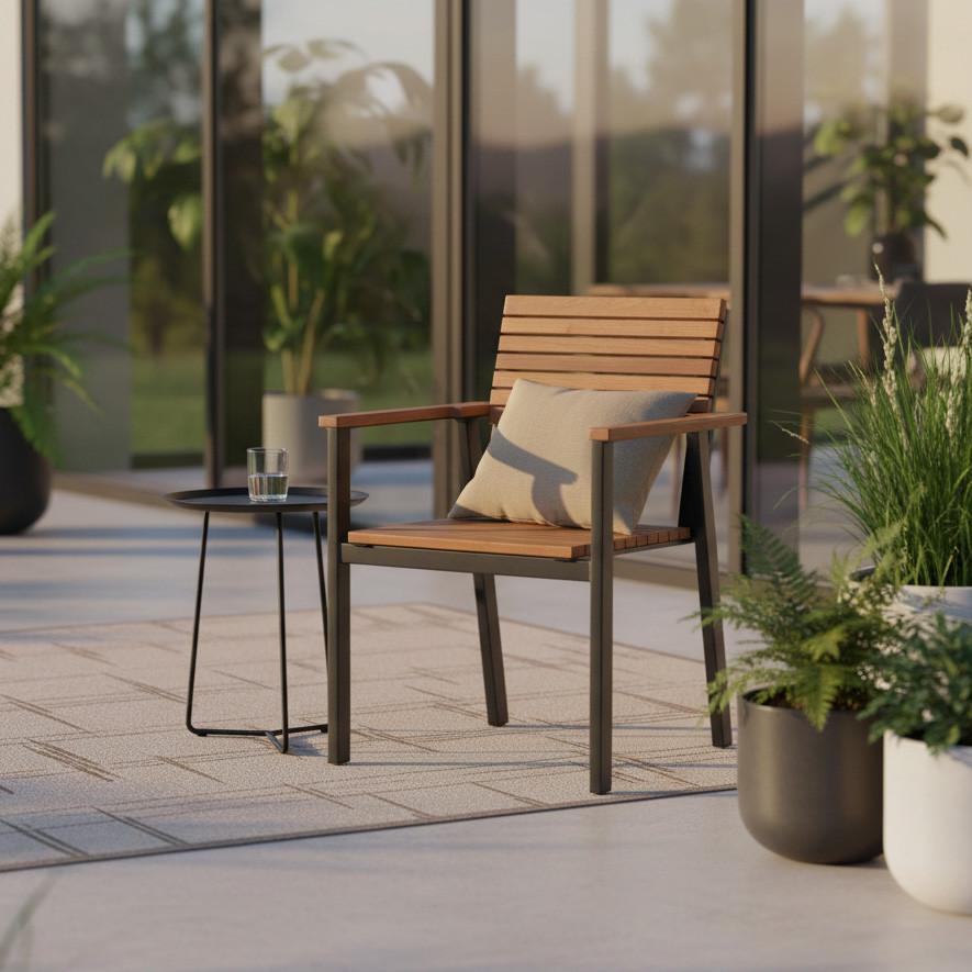 Gartensessel Stapelbar Aluminium, Robinieholz