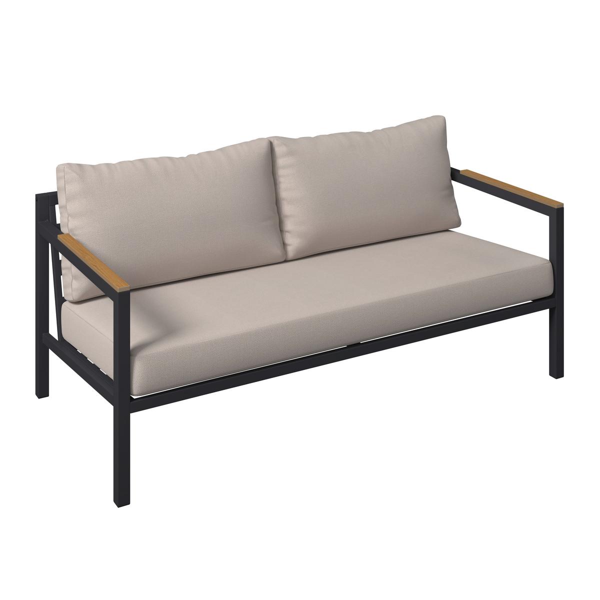 Loungegarnitur Dallas - Dunkelgrau/Beige, MODERN, Kunststoff/Textil - Beldano