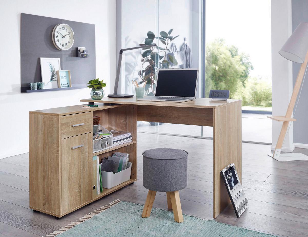 Schreibtischkombination B 120  H 75,5 Wohnling Eiche - Sonoma Eiche, MODERN, Holzwerkstoff (106,5/120/75,5cm) - MID.YOU