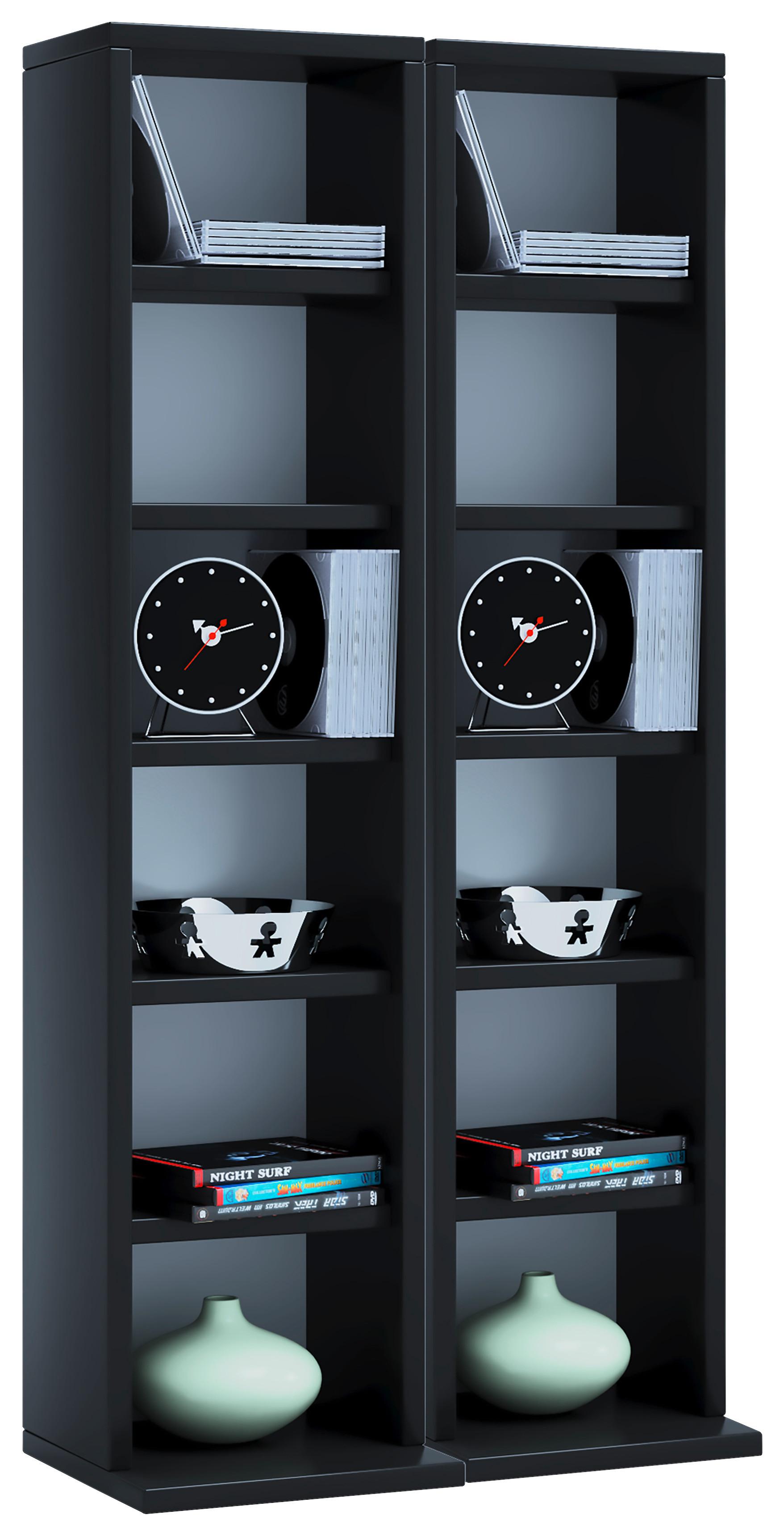 CD Regál Milano š:42 cm čierny - čierna, Konventionell, kompozitné drevo (42/92/20cm) - MID.YOU