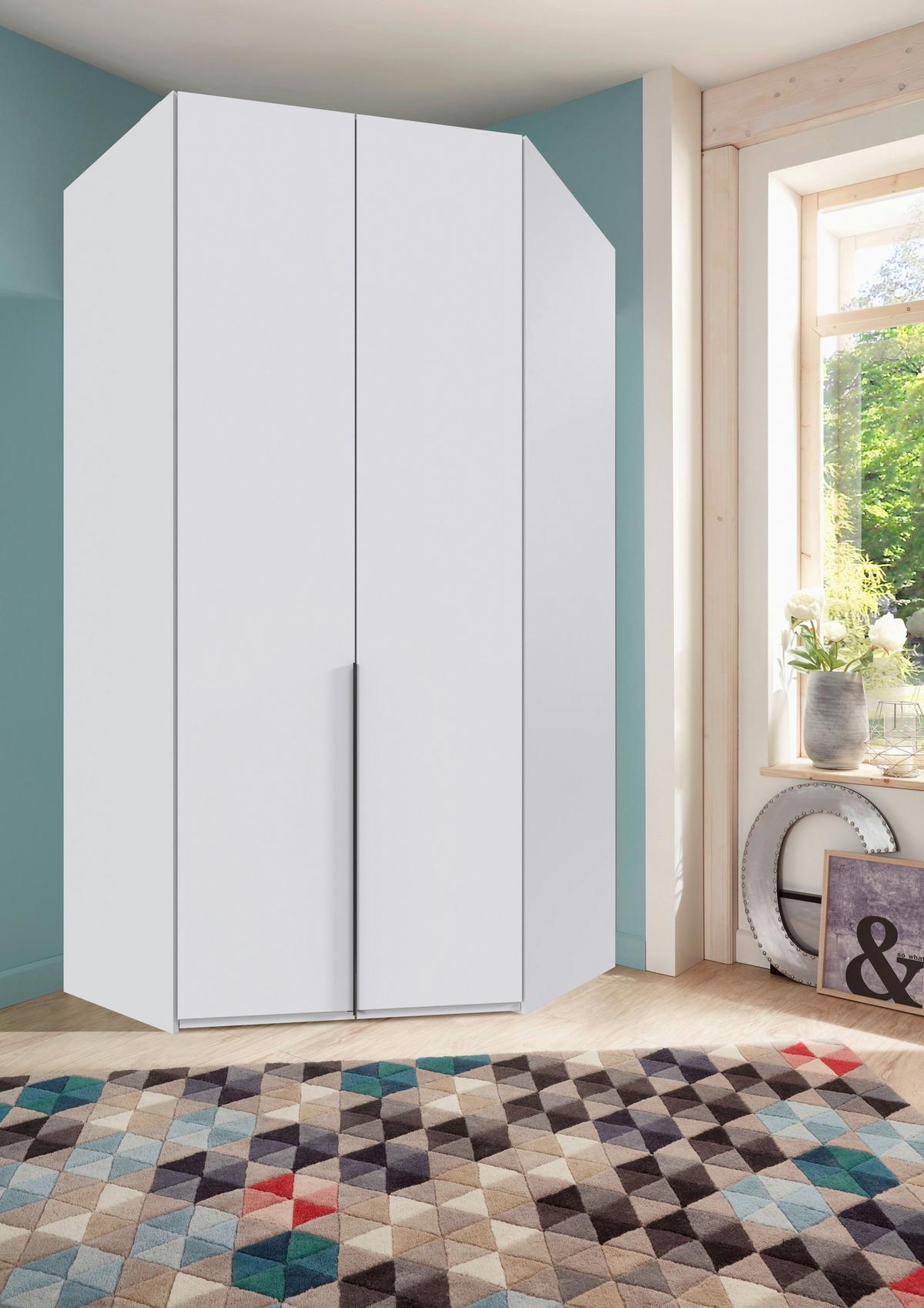 Eckkleiderschrank Ny A Black, Weiß B: 120 cm - Weiß, MODERN, Holzwerkstoff (120/236/120cm) - MID.YOU