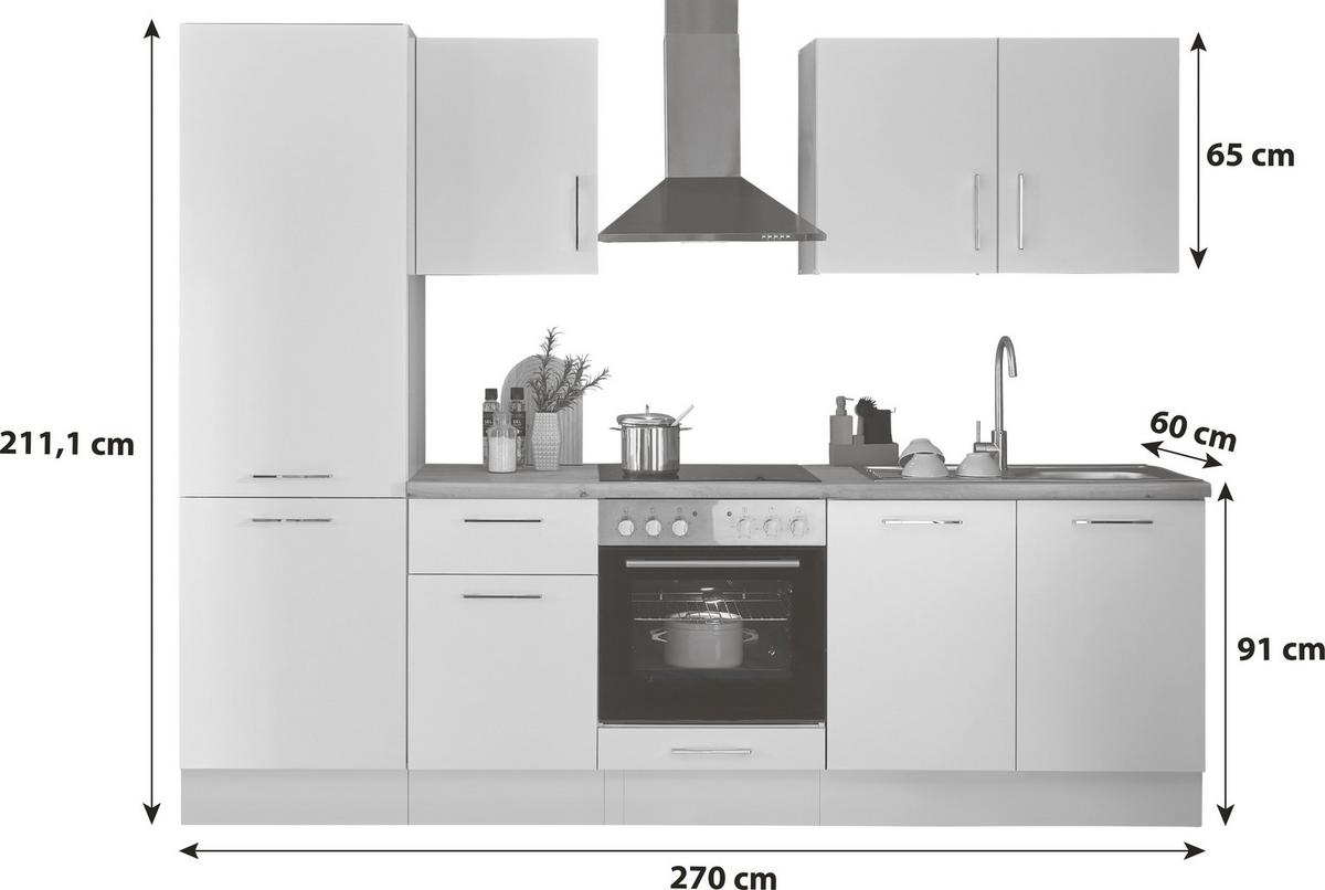 Küchenblock Turin Schwarz/eiche Dekor B: 270 Cm - Schwarz/Eiche Artisan, Basics, Holzwerkstoff (270cm) - P & B