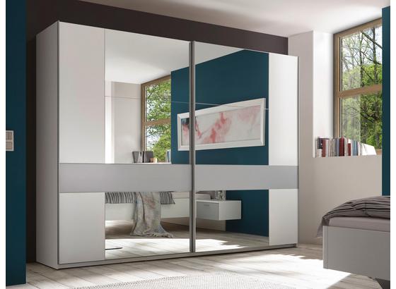 Schwebetürenschrank mit Spiegel 270cm Bristol, Weiß/Hellgrau - Hellgrau/Weiß, Design, Glas/Holzwerkstoff (270/210/61cm) - Livetastic Schwebetürenschrank mit Spiegel 270cm Bristol, Weiß/Hellgrau - Hellgrau/Weiß, Design, Glas/Holzwerkstoff (270/210/61cm) - Livetastic
