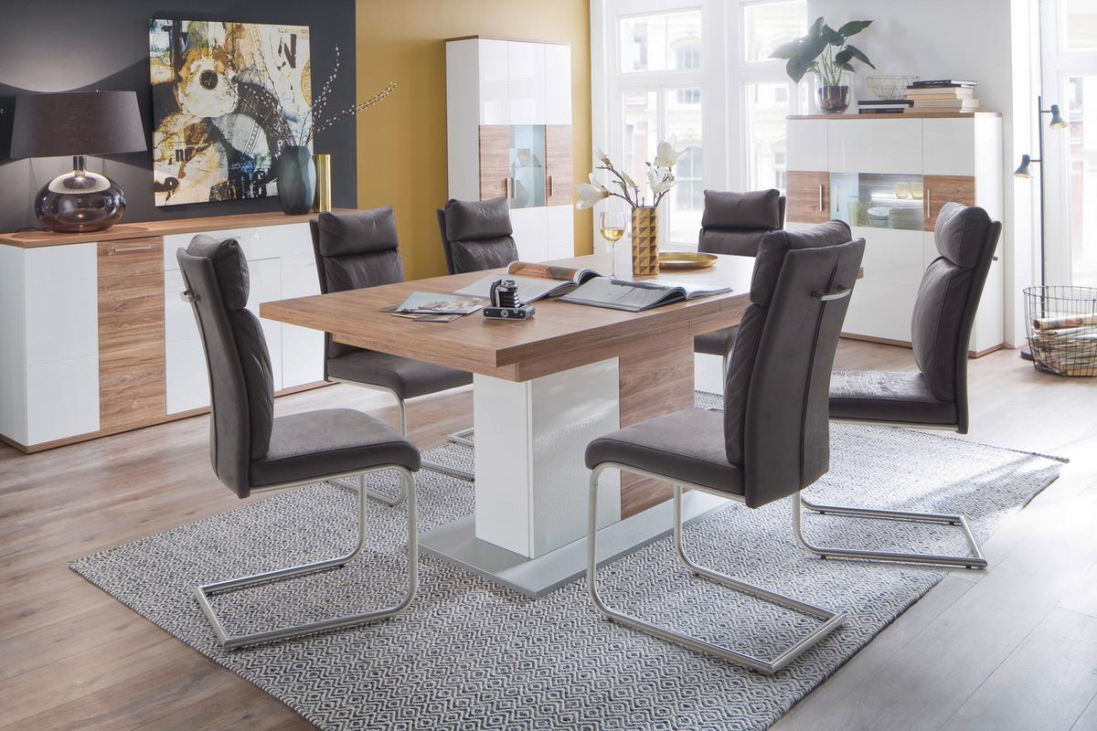 Esstisch Ausziehbar Luzern 180-230x100cm Weiß/eiche Dekor - Eichefarben/Weiß, Design, Holzwerkstoff (180-230/100/77cm) - Livetastic