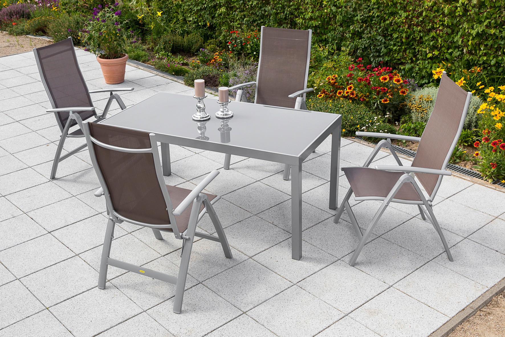 Gartenset Carrara - Taupe/Silberfarben, MODERN, Textil/Metall - Gardenson