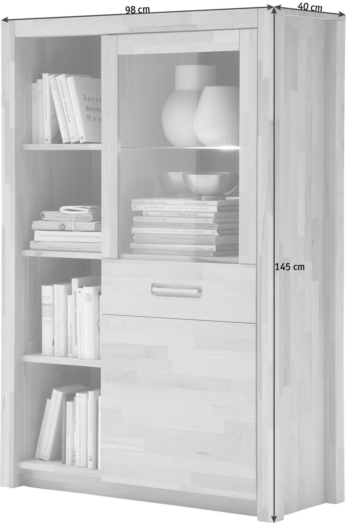 Highboard Fenja Buchefarben, B: 98 cm - Buchefarben, Design, Glas/Holz (98/145/40cm) - MID.YOU
