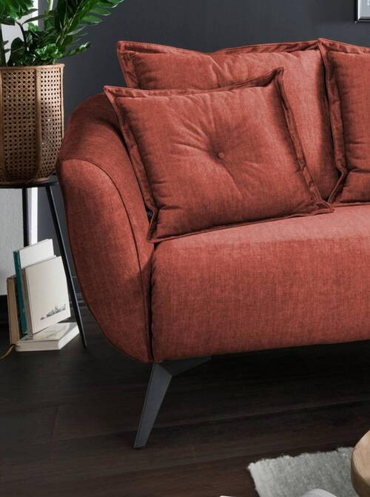 Ecksofa Baggio Mit Kissen Textil Koralle - Koralle/Schwarz, MODERN, Holz/Textil (277/162cm) - Livetastic