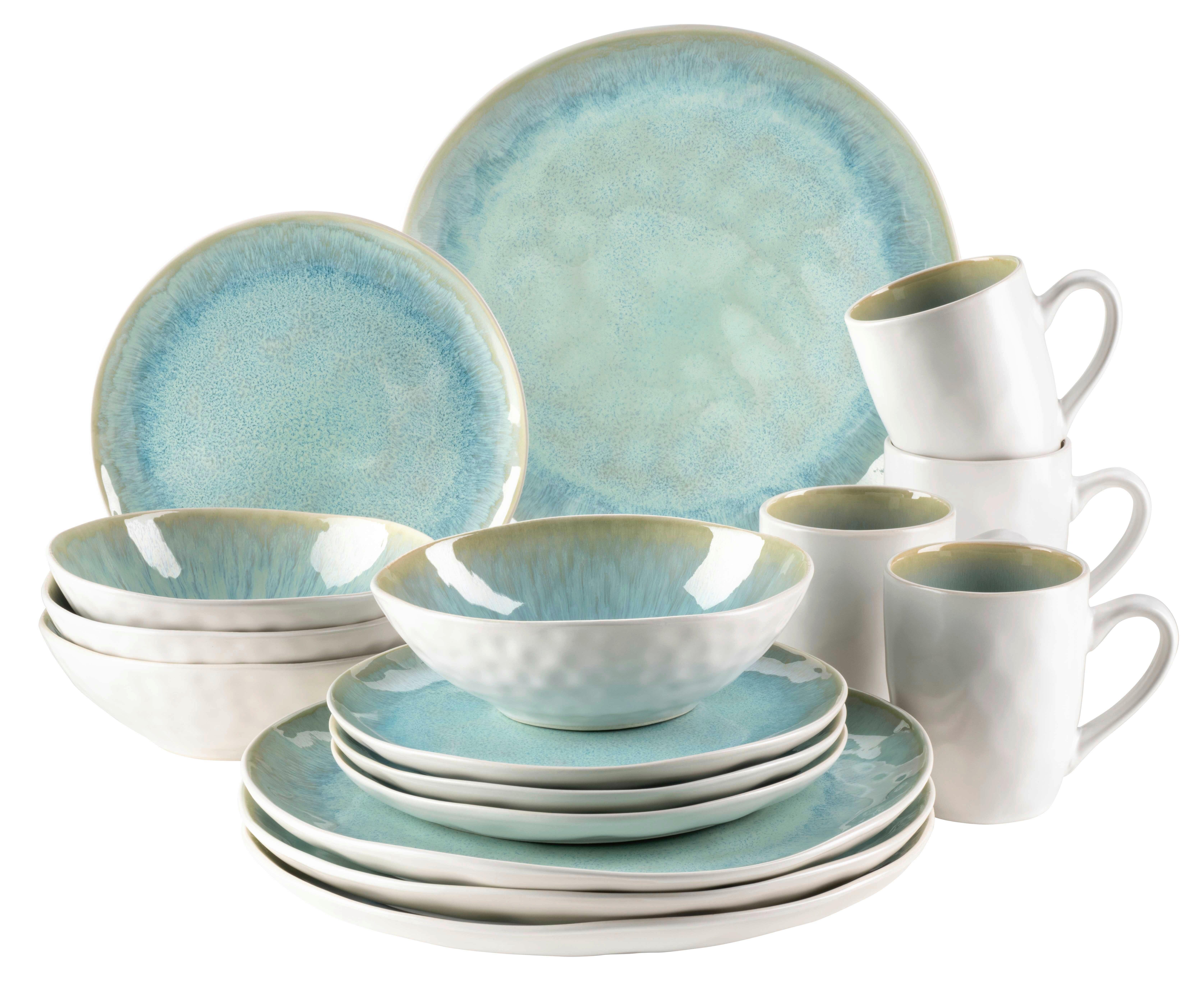 Kombiservice Frozen 4 Personen Geschirr Set - Grün, Basics, Keramik (34,7/32/35cm) - Mäser