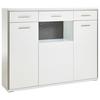 Highboard B: 153 cm Trento Grau/Silberfarben/Weiß - Weiß Hochglanz/Silberfarben, Design, Glas/Holzwerkstoff (153/121/45cm) - Livetastic