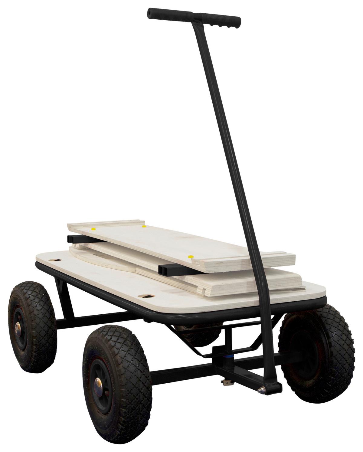 Bollerwagen Cc93611 - Schwarz/Braun, KONVENTIONELL, Holz/Metall (61/95/97cm) - Ambia Garden