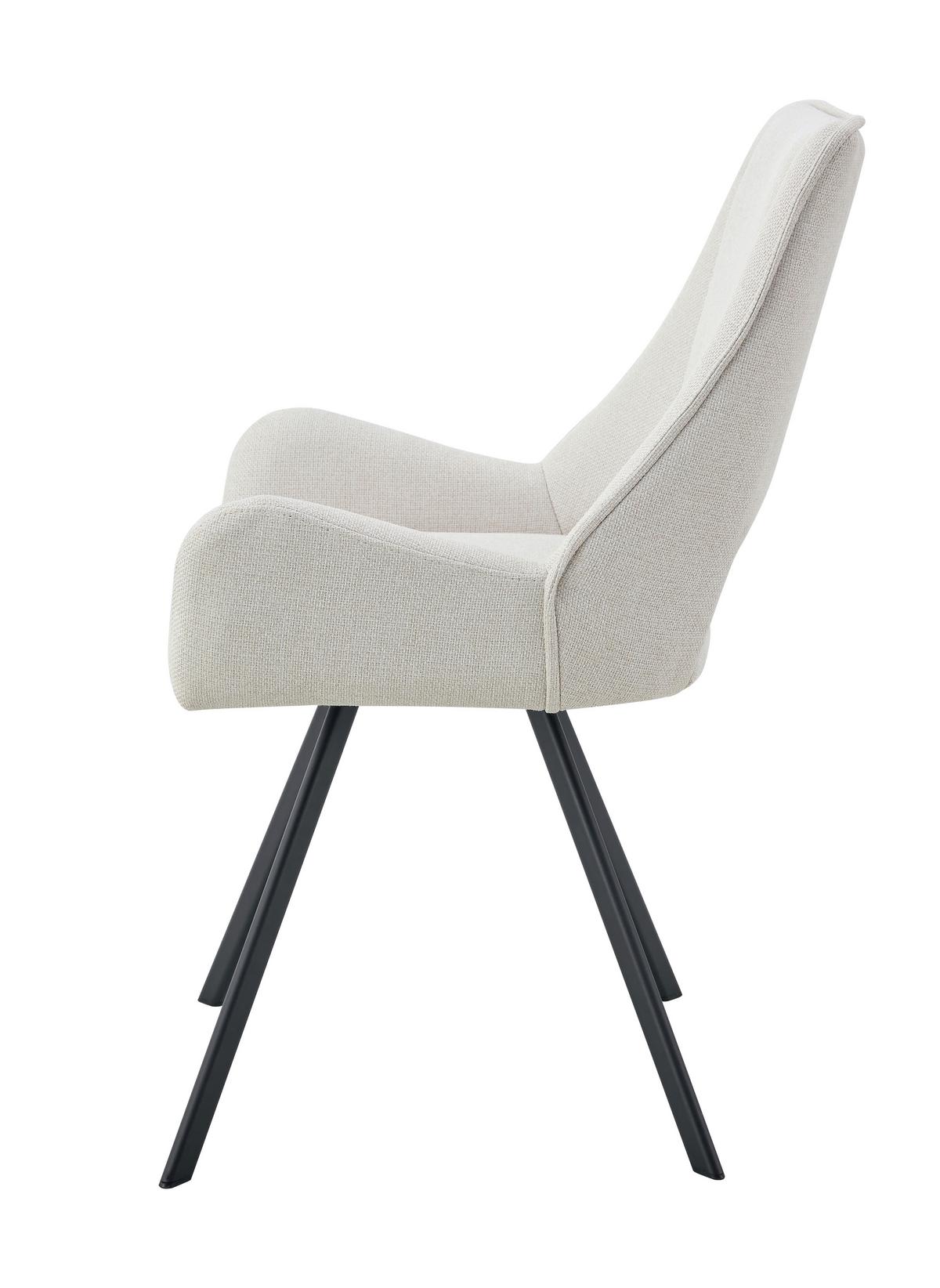 Stuhl-Set Helen Creme B: 56 cm - Creme/Schwarz, MODERN, Textil/Metall (56/91/63cm) - MID.YOU