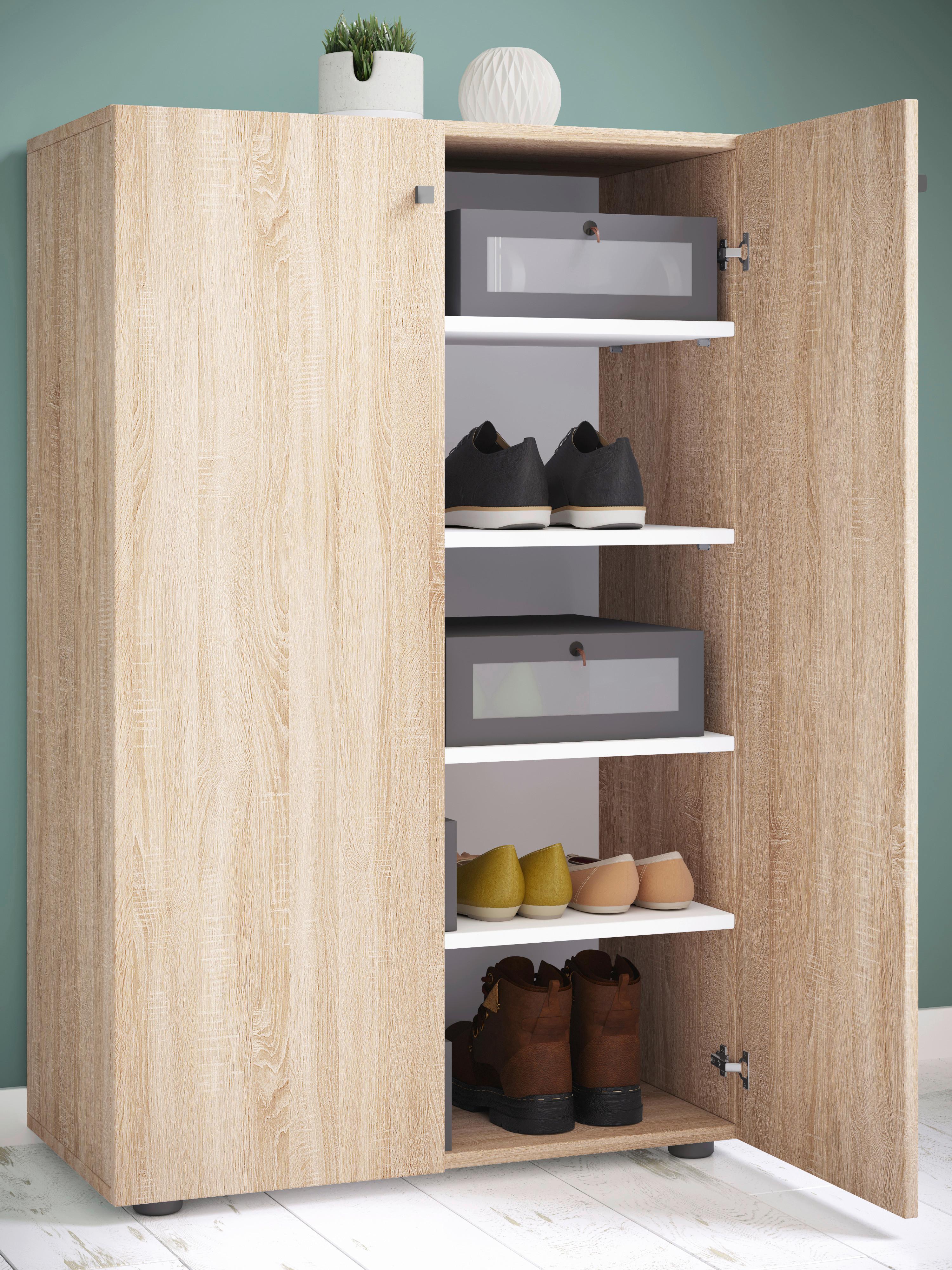 Schuhschrank Lona Sonoma Eiche Dekor - Schwarz/Sonoma Eiche, Design, Holzwerkstoff (70/110/39cm) - MID.YOU
