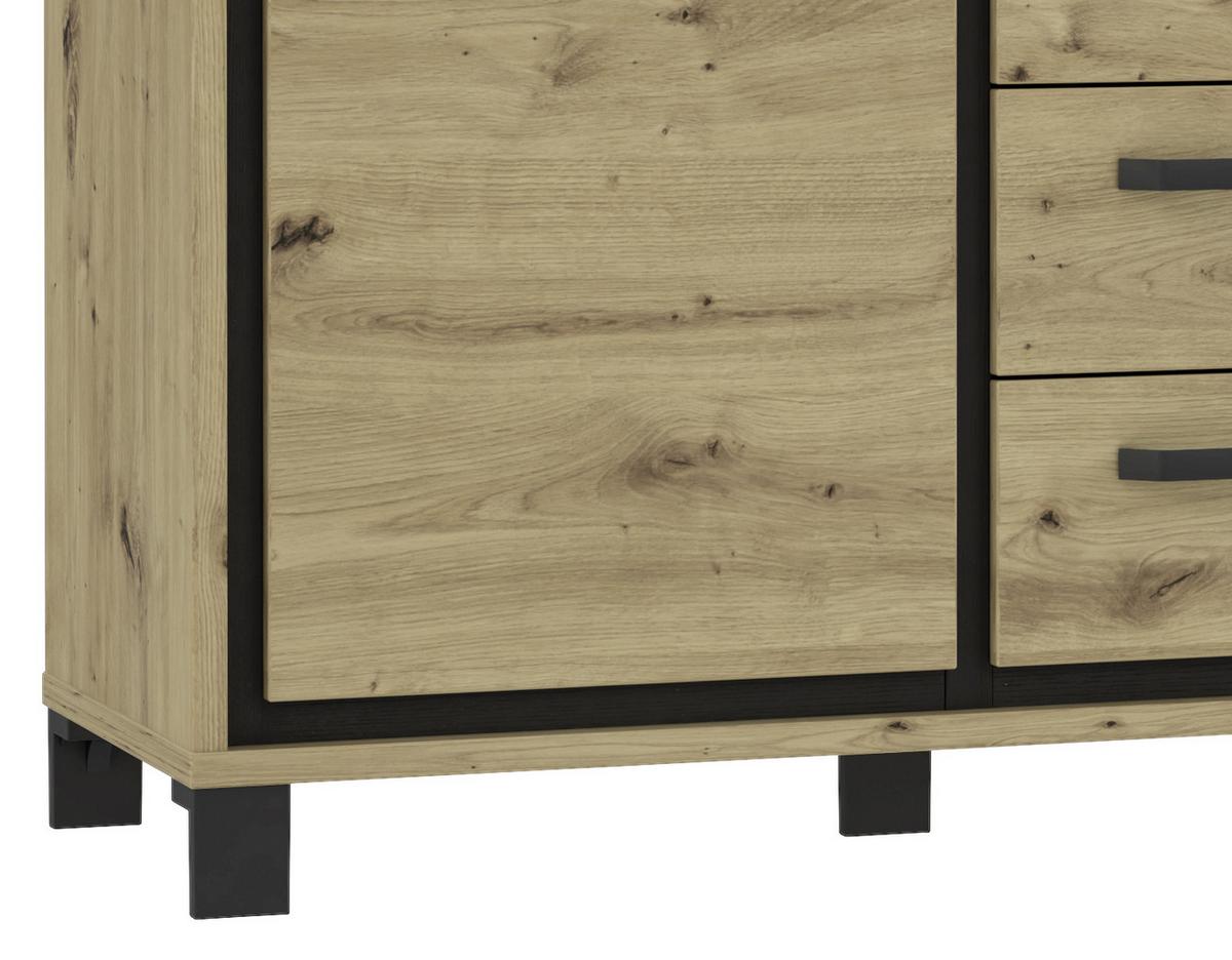 Kommode B 138,4 Cm Trondheim, Eiche Dekor/schwarz - Eichefarben/Schwarz, MODERN, Holzwerkstoff/Kunststoff (138,4/91,2/41,5cm) - MID.YOU
