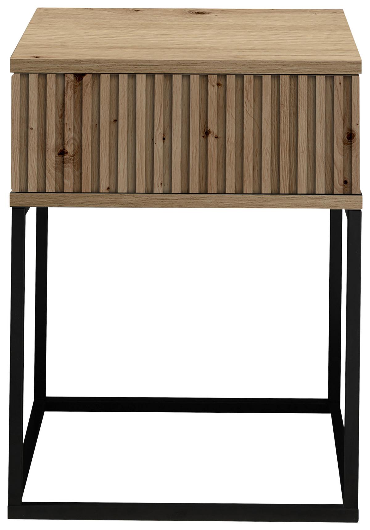 Noční stolek MARLE dub Artisan - černá/dub artisan, Moderní, kov/kompozitní dřevo (40/52cm) - Livetastic