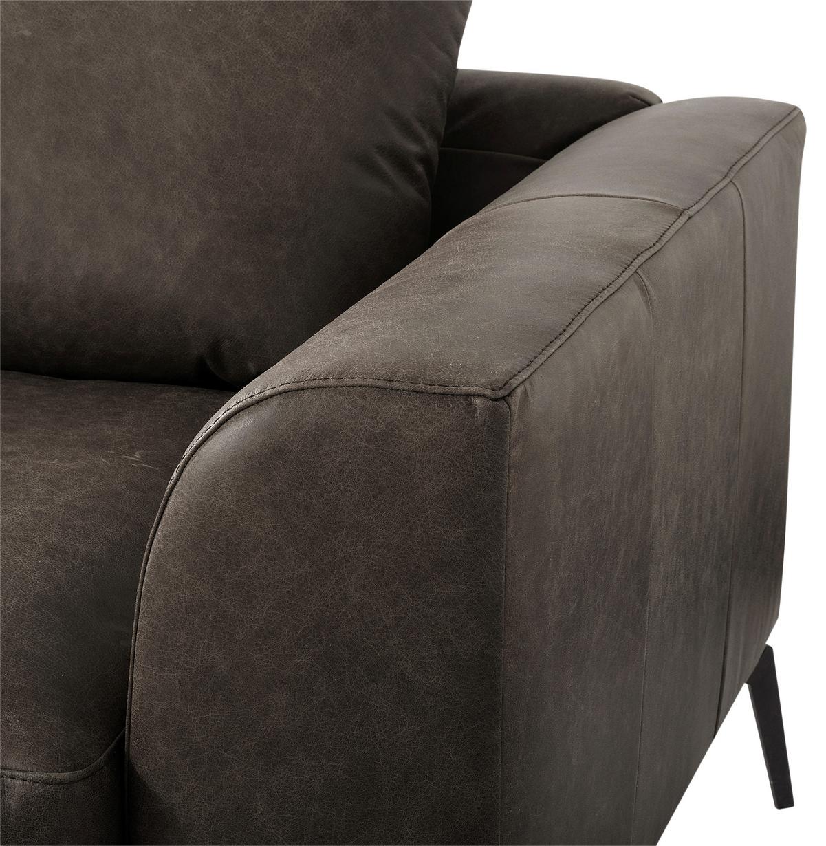 Ecksofa Berlin Fango S: 172 cm - Fango/Schwarz, Design, Leder (172/313cm) - Livetastic