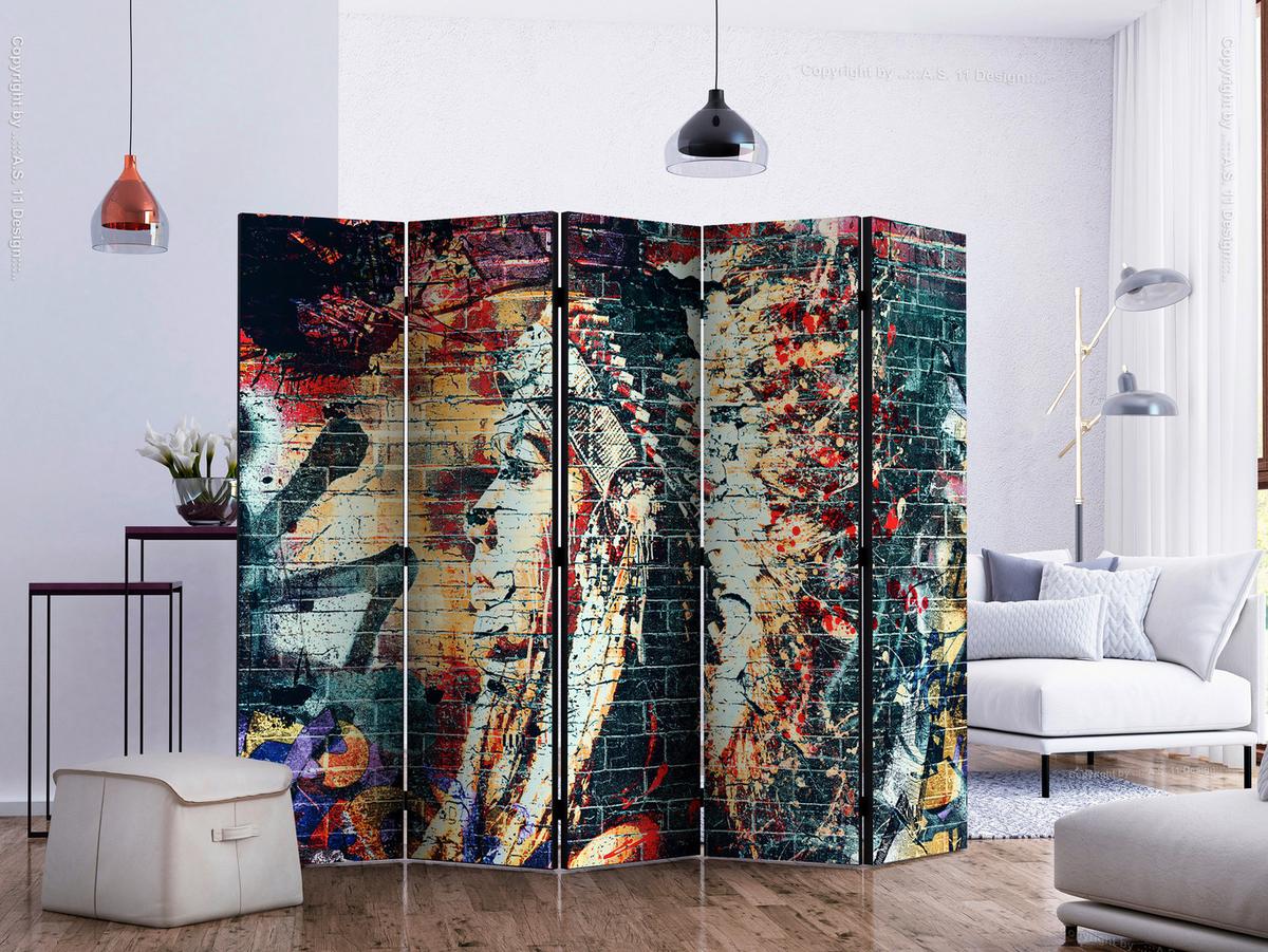 Paravent Multicolor B: 225 cm - Multicolor, Basics, Holz/Textil (225/172/3cm) - artgeist