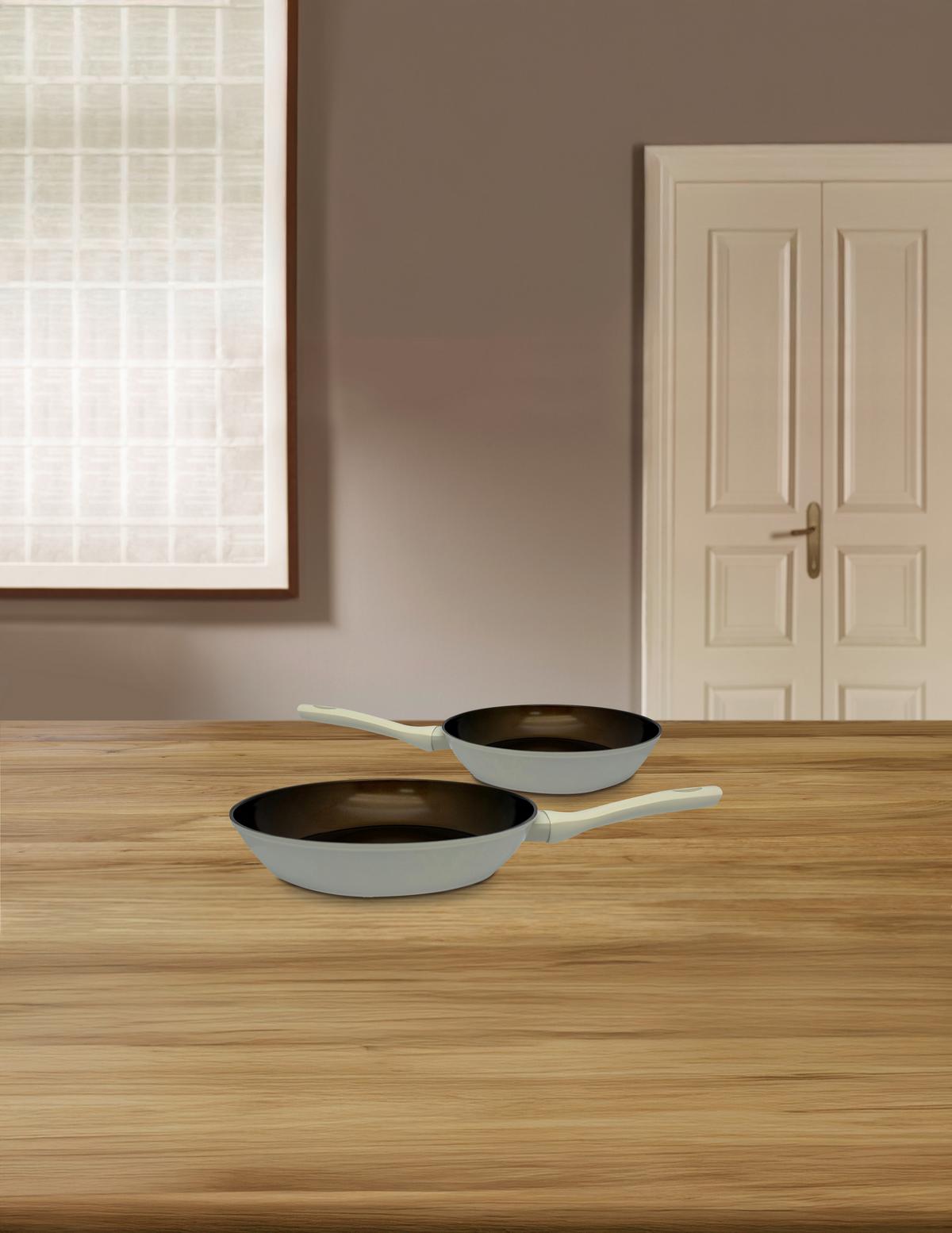 Pfannenset 2-teilig Metall/Kunststoff - Creme/Kupferfarben, Basics, Kunststoff/Metall - James Wood