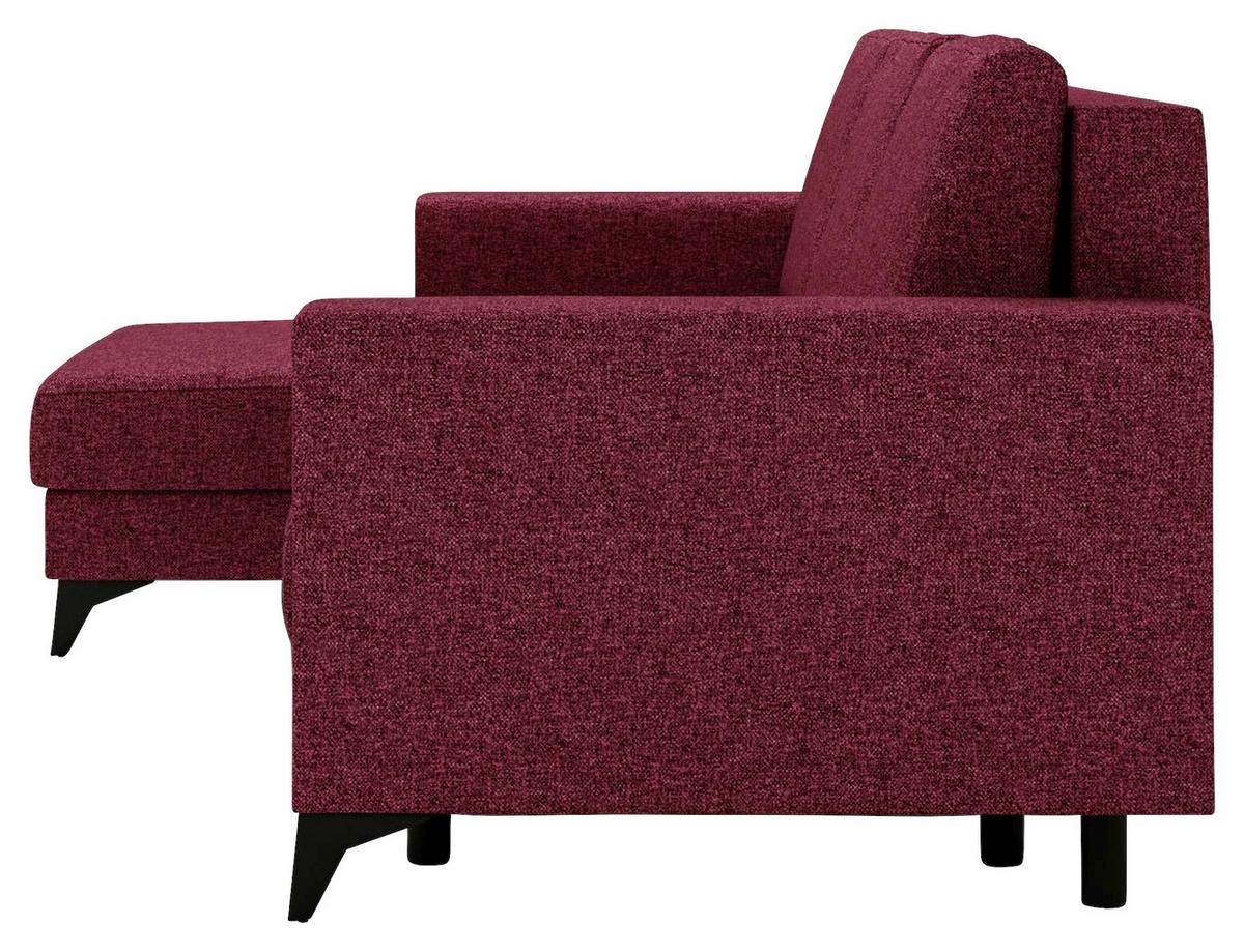 Ecksofa Harvey 156x244 Cm Mit Schlaffunktion Rot - Rot/Schwarz, Design, Textil (156/244cm) - Livetastic