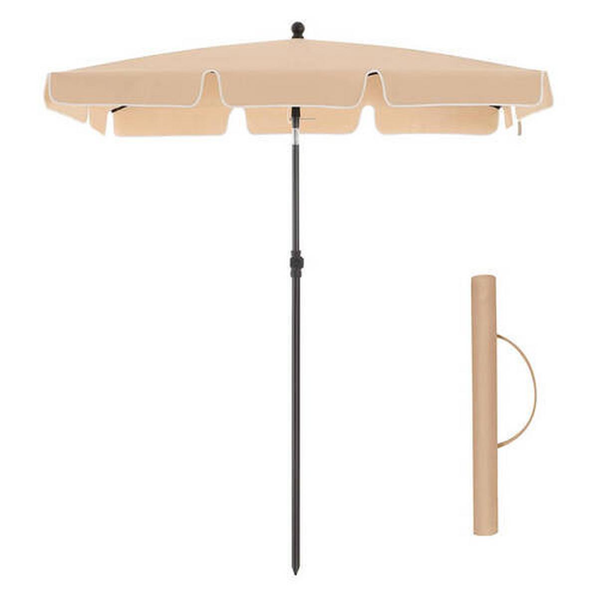 Sonnenschirm Taupe Schwarz Bxl: 180x125 Cm - Taupe/Schwarz, Basics, Textil/Metall (180/125cm) - Modante