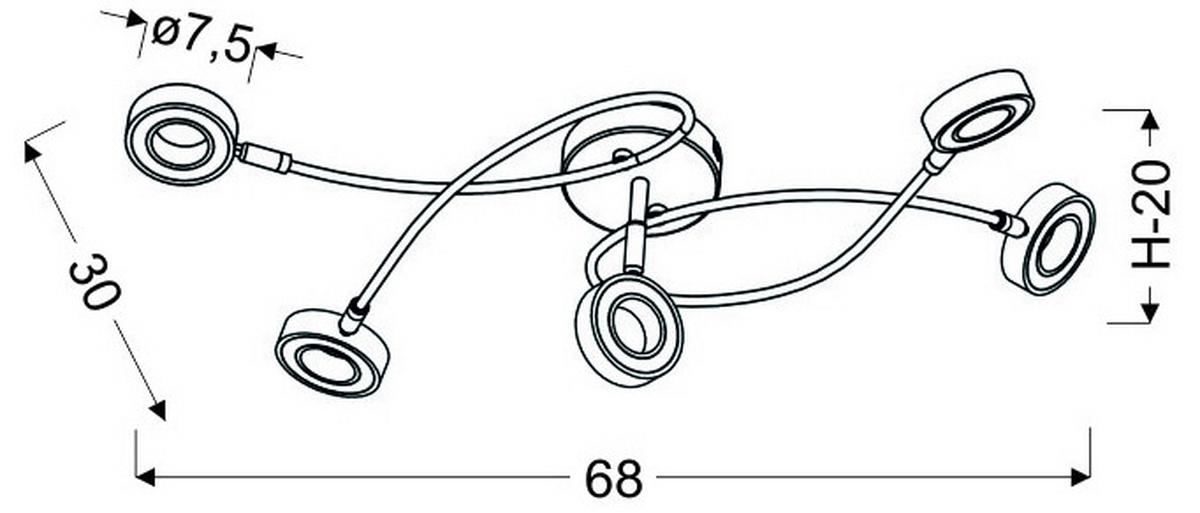 Led-deckenleuchte Vinola - Chromfarben, Design, Kunststoff/Metall (68/30/20cm)