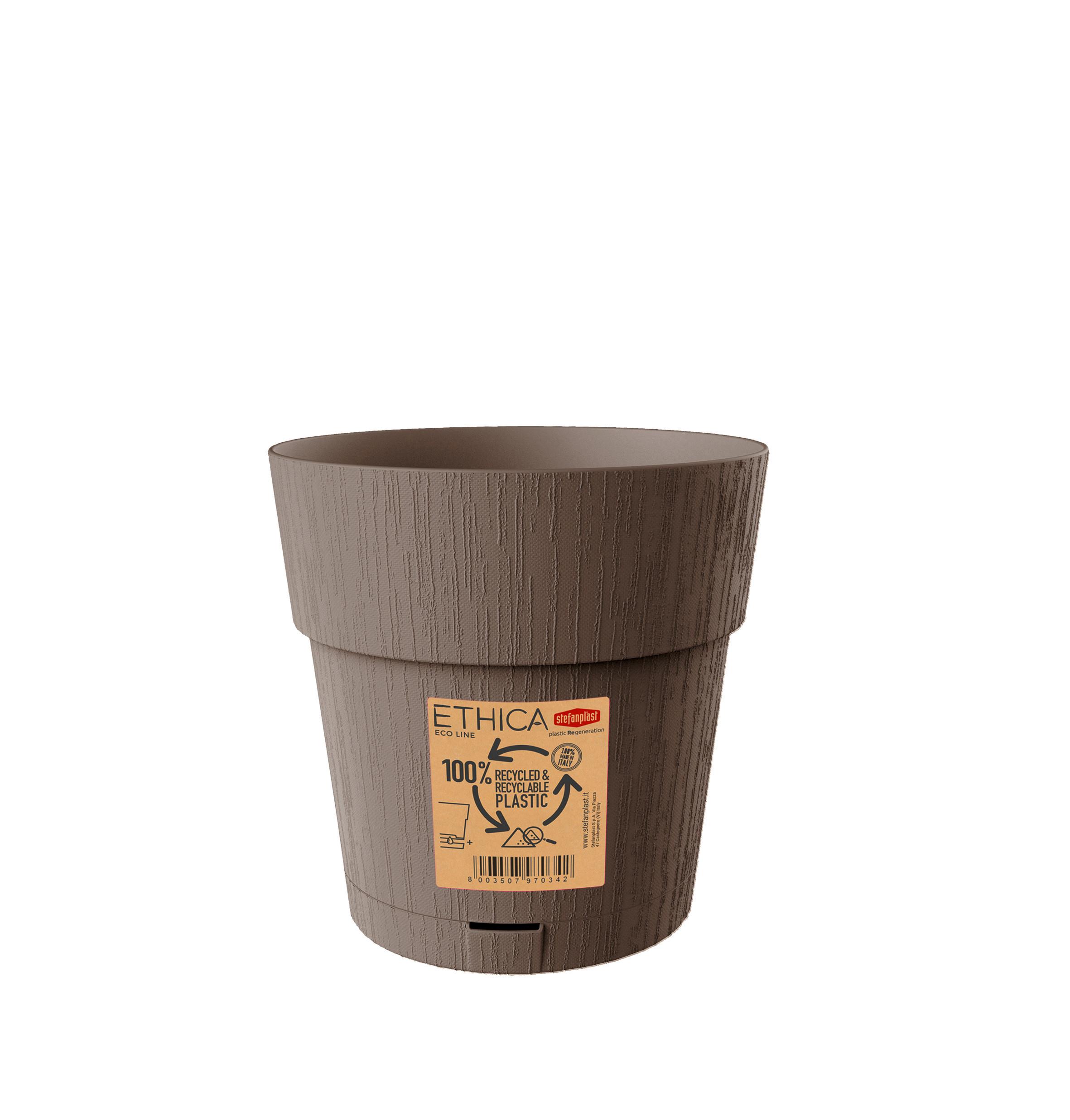 Műanyag Kaspó Ethica - barna, Basics, műanyag (15cm)