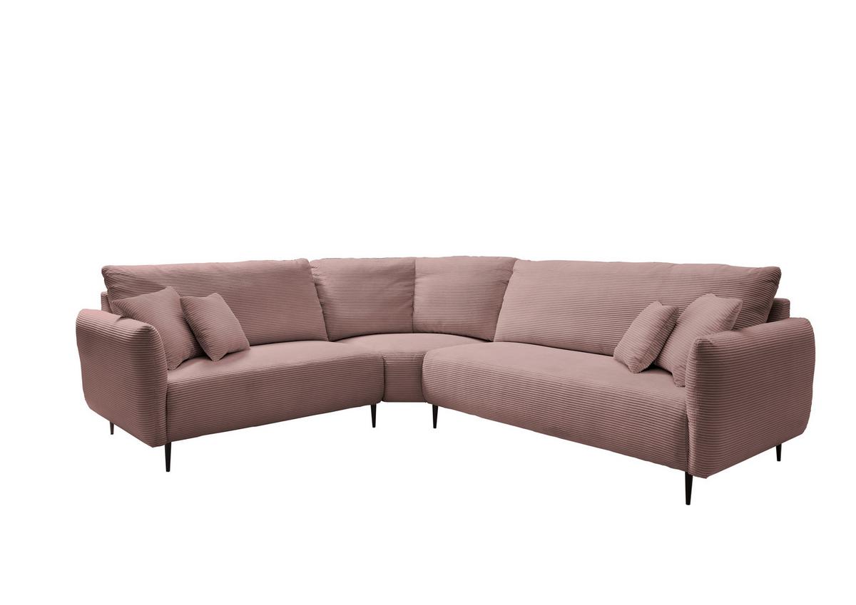 Ecksofa Vanilla Rosa S: 256x294 cm - Schwarz/Rosa, Design, Textil (256/294cm) - Livetastic