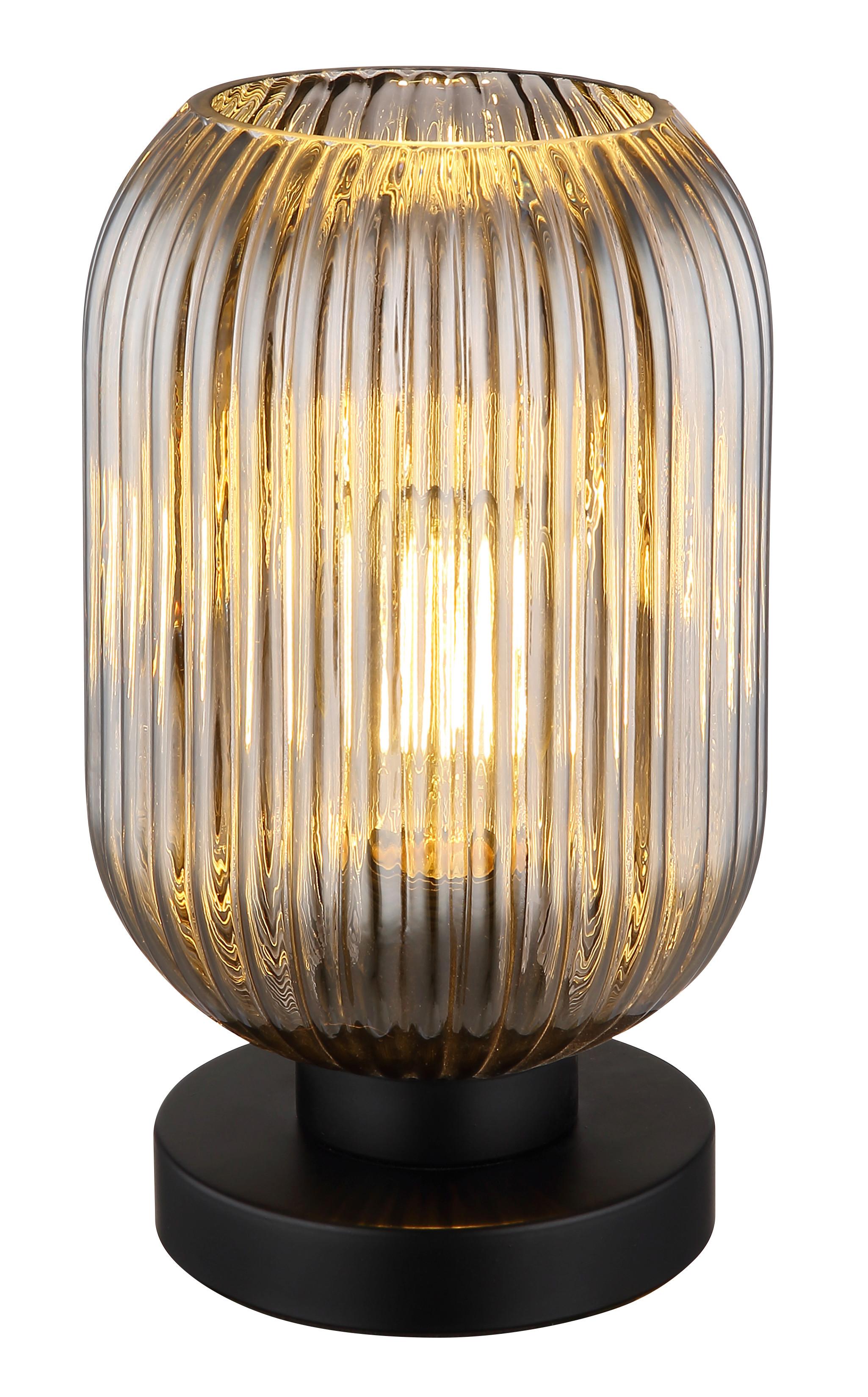 Tischleuchte 15469ts - Schwarz/Grau, KONVENTIONELL, Glas/Metall (14/24cm) - Globo