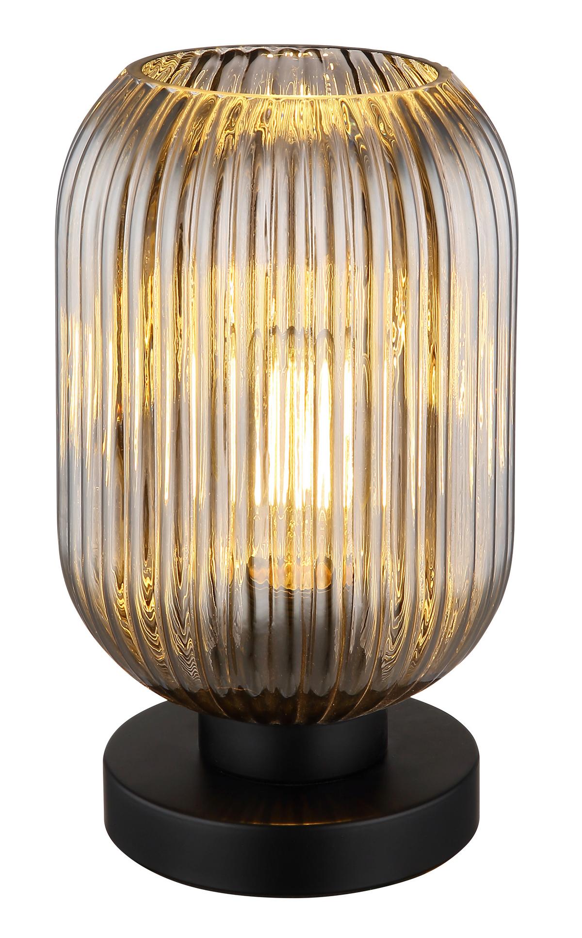 Tischleuchte 15469ts - Schwarz/Grau, KONVENTIONELL, Glas/Metall (14/24cm) - Globo