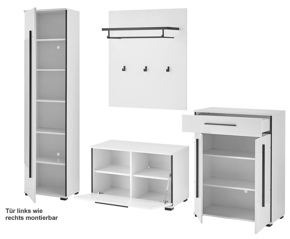 GARDEROBE Cantara Weiß/Weiß HG B: 230cm - Weiß Hochglanz/Weiß, MODERN, Holzwerkstoff (230/201/39cm) - MID.YOU