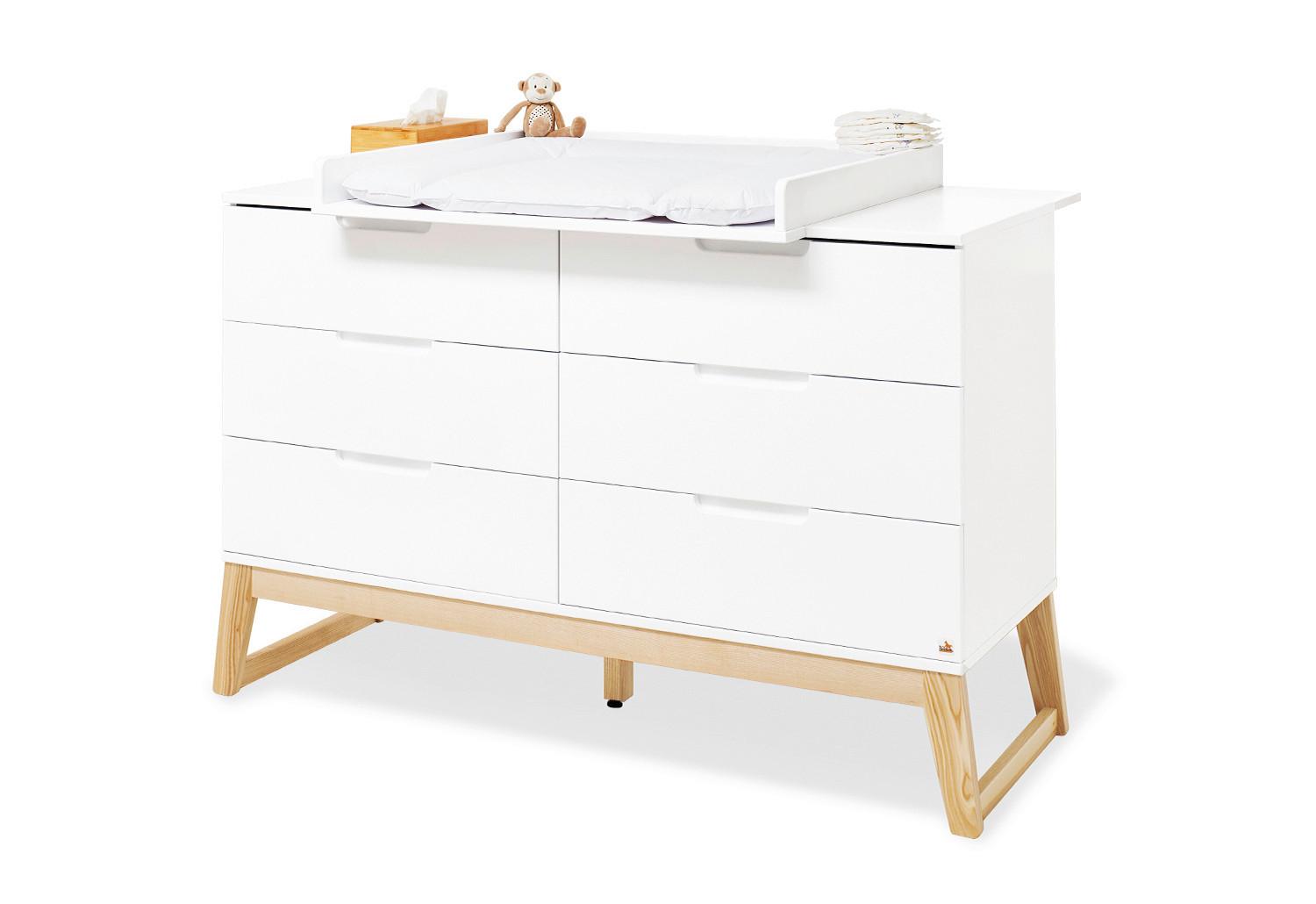 WICKELKOMMODE 133466X BRIDGE - Eschefarben/Weiß, Design, Holz/Holzwerkstoff (146/101/77cm) - Pinolino