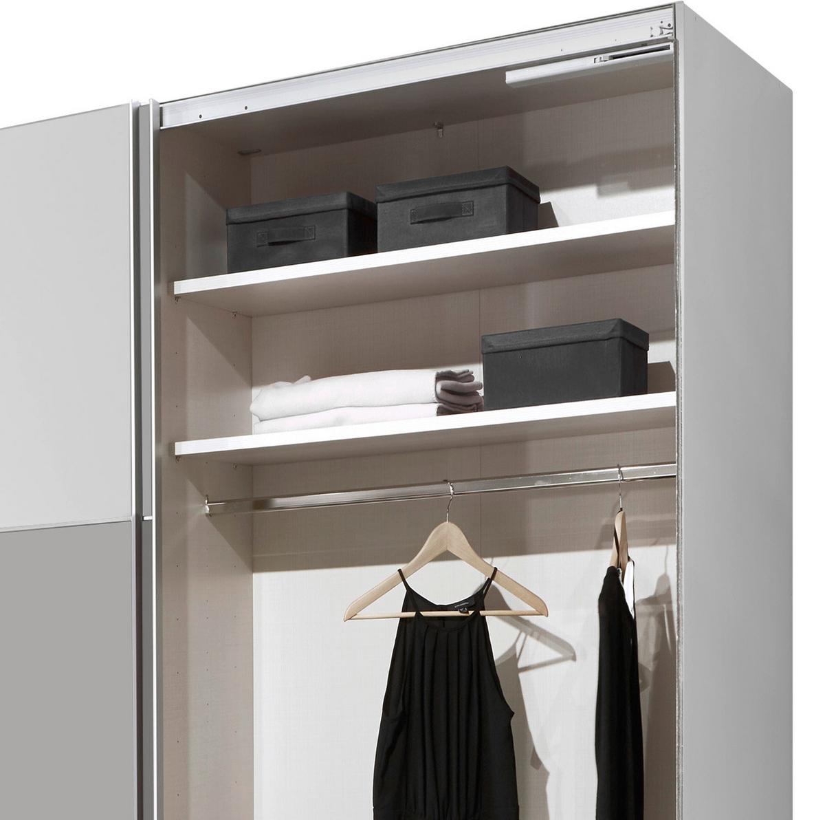Schwebetürenschrank 298cm Includo, Weiß/grau - Weiß/Grau, MODERN (298/222/68cm) - MID.YOU