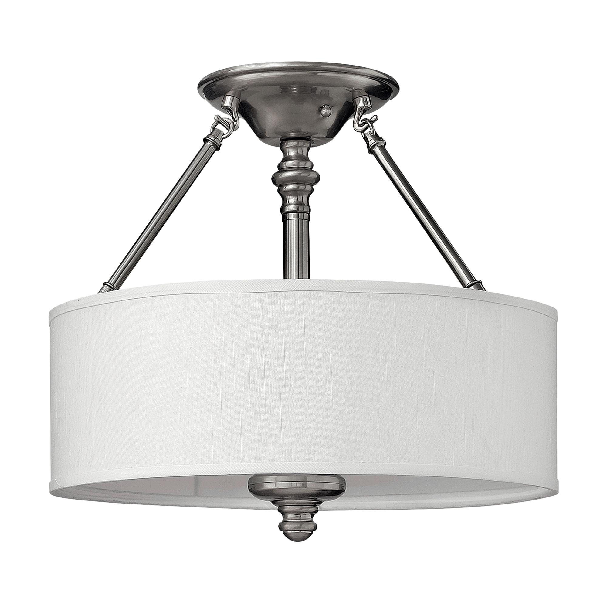 Deckenleuchte Hk-Sussex-Sf - Nickelfarben, LIFESTYLE, Glas/Textil (40.6/38.1cm) - Elstead Lighting