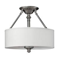 Deckenleuchte Hk-Sussex-Sf - Nickelfarben, LIFESTYLE, Glas/Textil (40.6/38.1cm) - Elstead Lighting