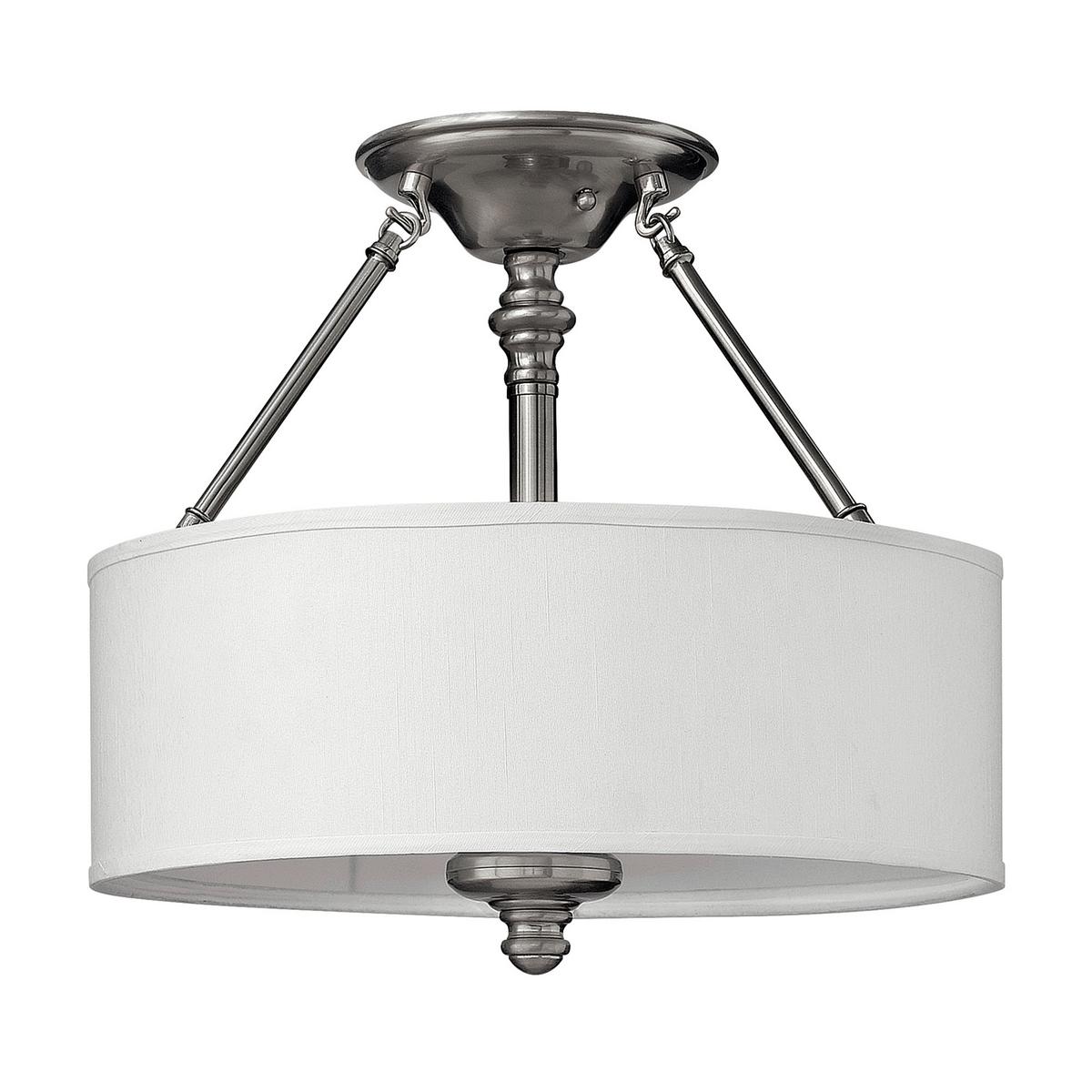 Deckenleuchte Hk-Sussex-Sf - Nickelfarben, LIFESTYLE, Glas/Textil (40.6/38.1cm) - Elstead Lighting
