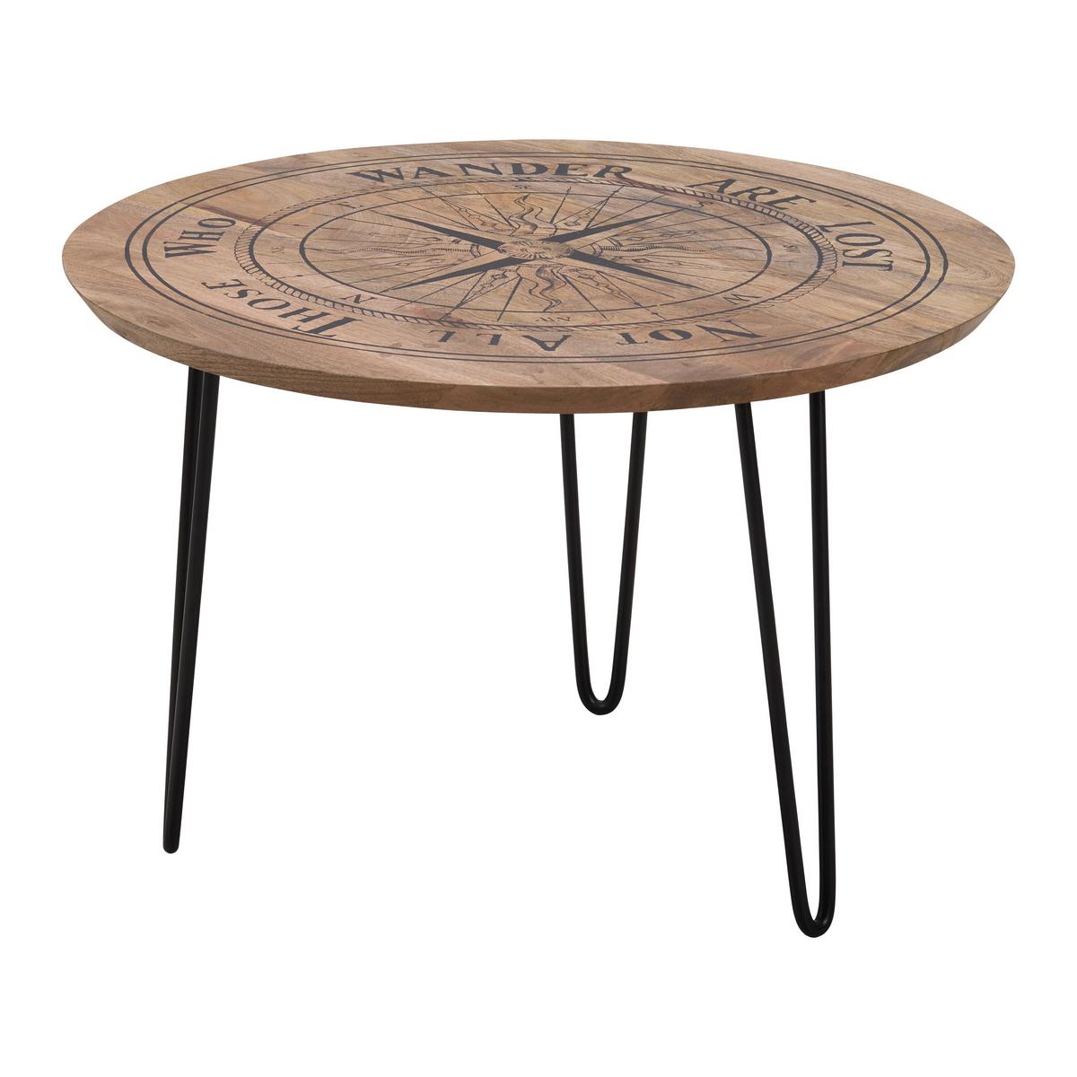 Konferenční stolek NAVIS mangové dřevo - černá/přírodní barvy, Natur, kov/dřevo (70/70/45cm) - Mömax