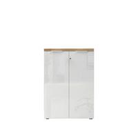 SKRIŇA EASY OFFICE - biela s vysokým leskom/farba duba, Modern, kov/kompozitné drevo (81/116/34cm) - Based